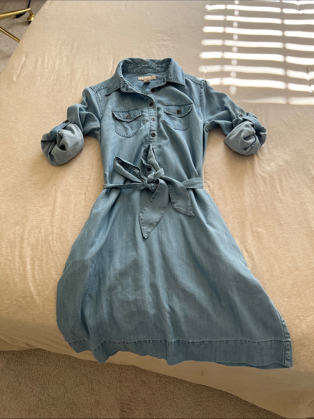 Banana Republic Light Blue Denim Shirt Midi Dress - Picture 2 of 4